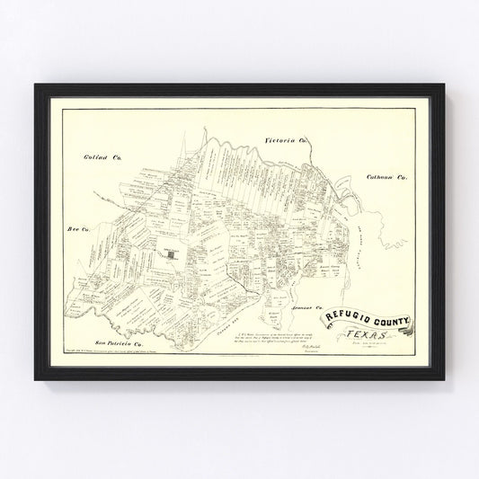 Vintage map of Refugio County, Texas, 1879