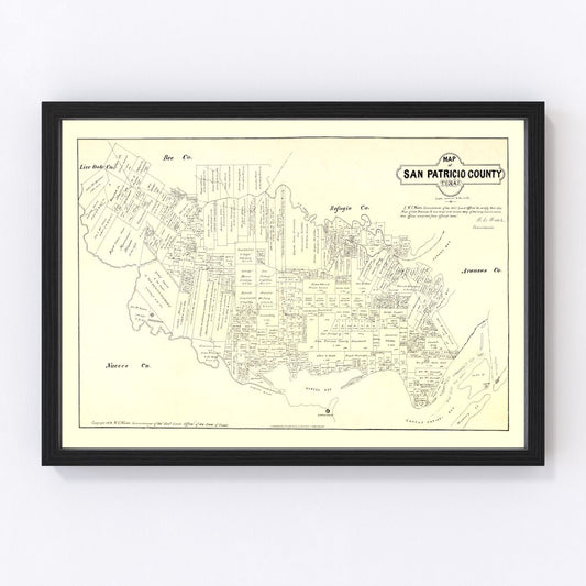 Vintage map of San Patricio County, Texas, 1879