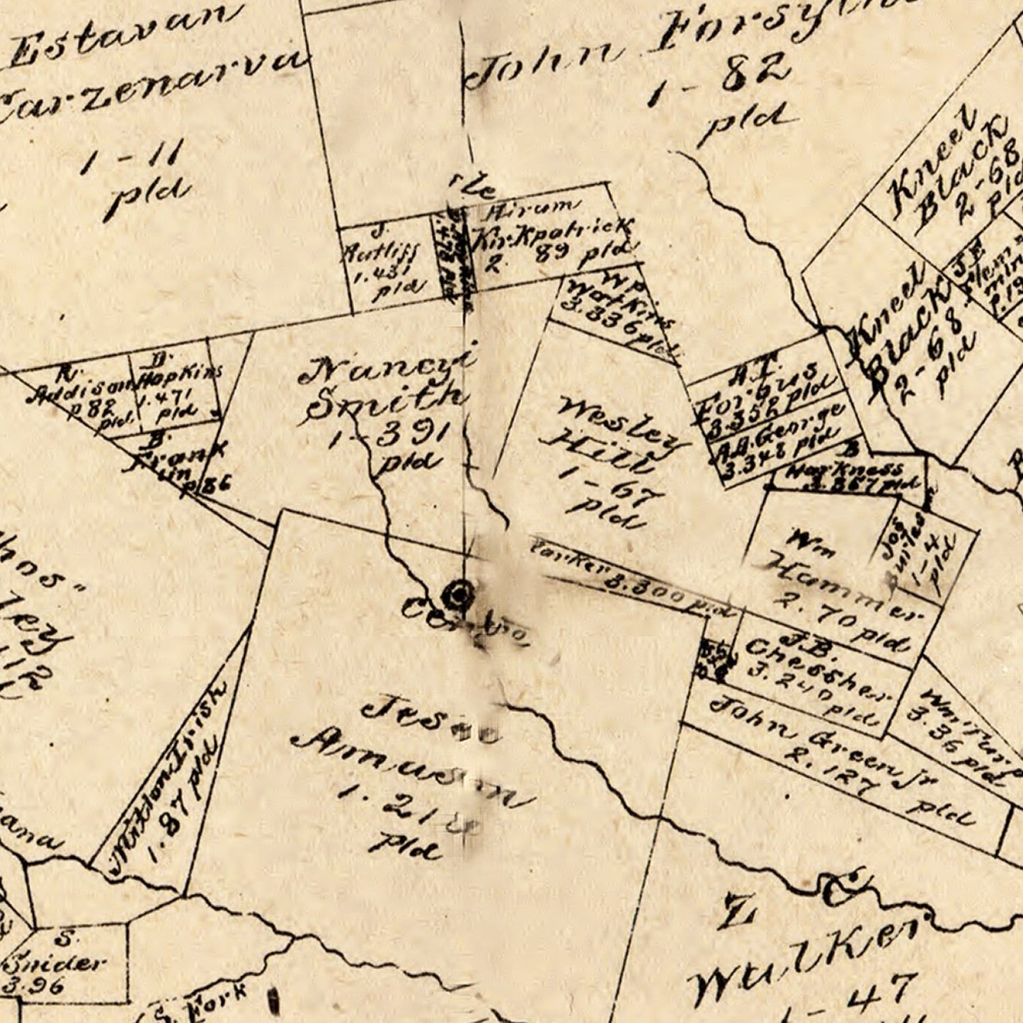 Vintage Map of Shelby County, Texas, 1879