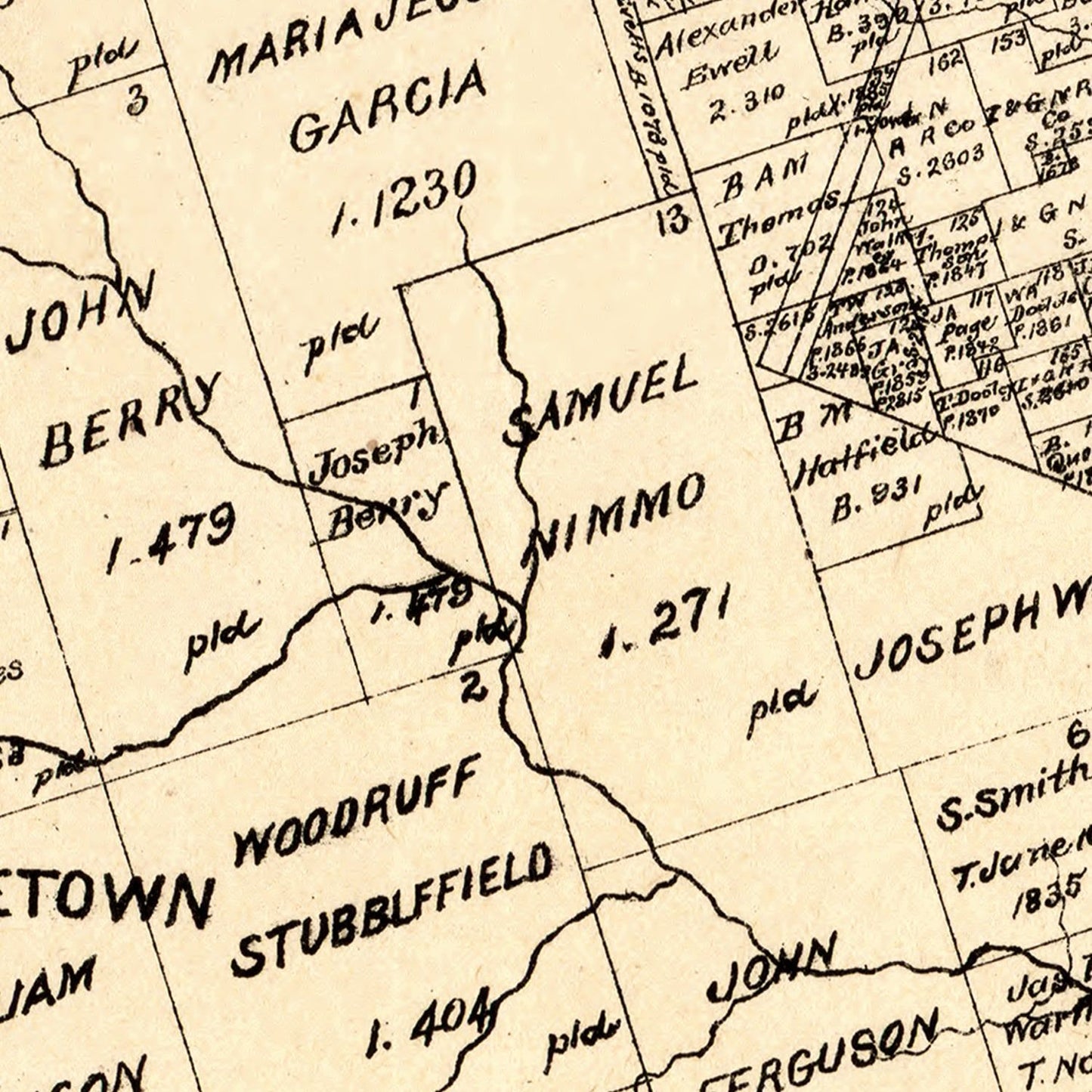 Vintage Map of Williamson County, Texas, 1880