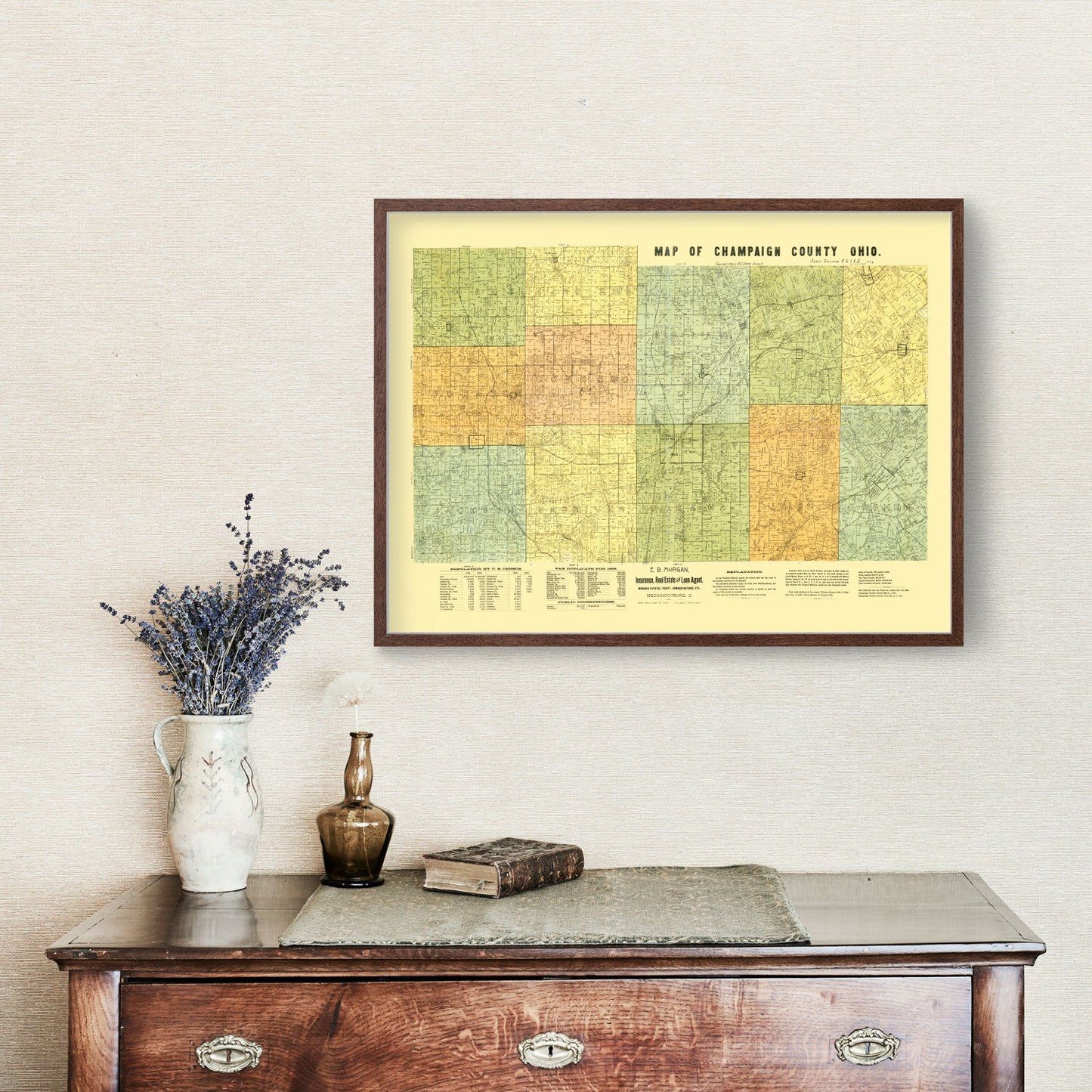 Vintage Map of Champaign County, Ohio, 1894