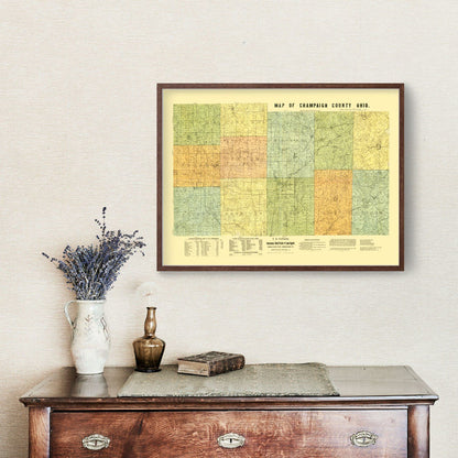 Vintage Map of Champaign County, Ohio, 1894