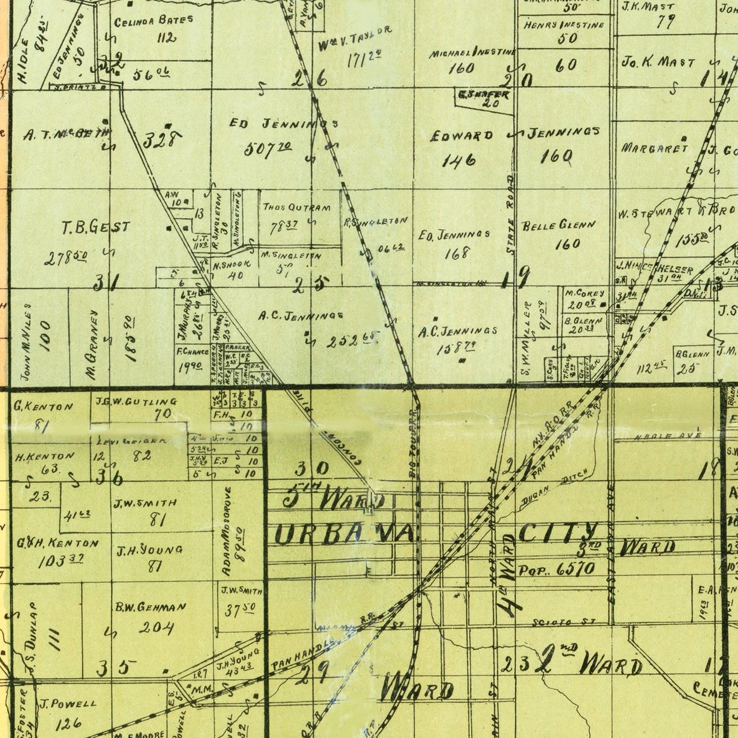 Vintage Map of Champaign County, Ohio, 1894