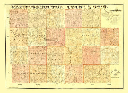 Vintage Map of Coshocton County, Ohio 1850