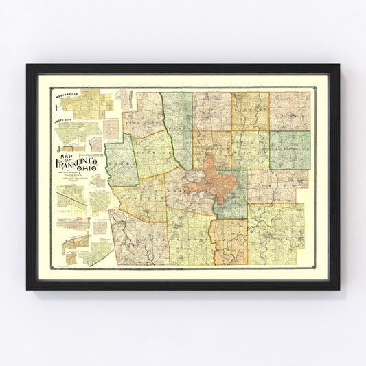 vintage map of Franklin County, Ohio, 1895