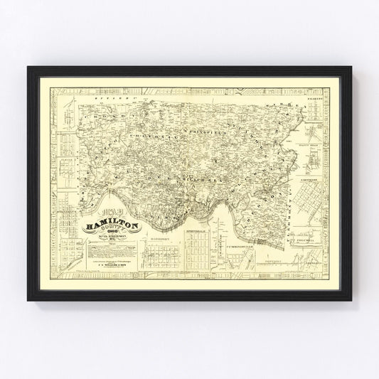 Vintage map of Hamilton County, Ohio, 1847