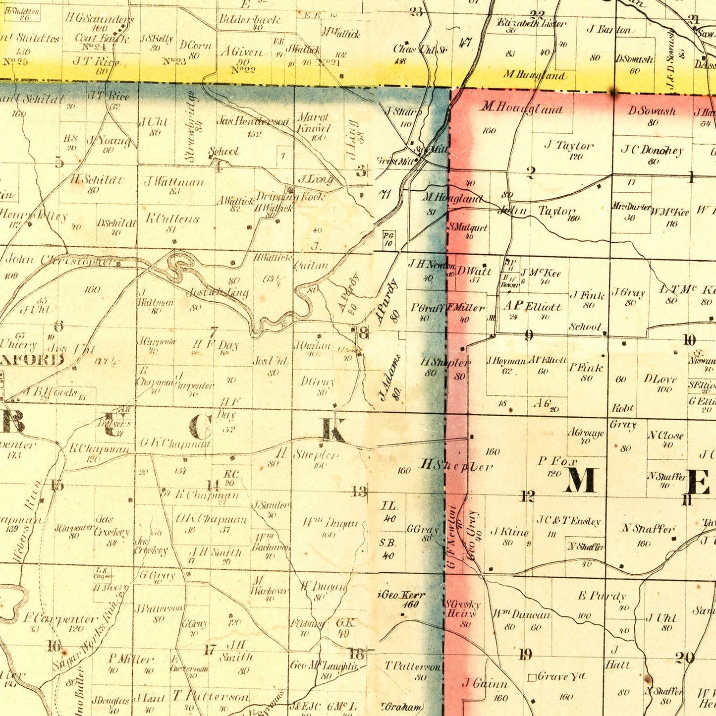 Vintage Map of Holmes County, Ohio, 1861