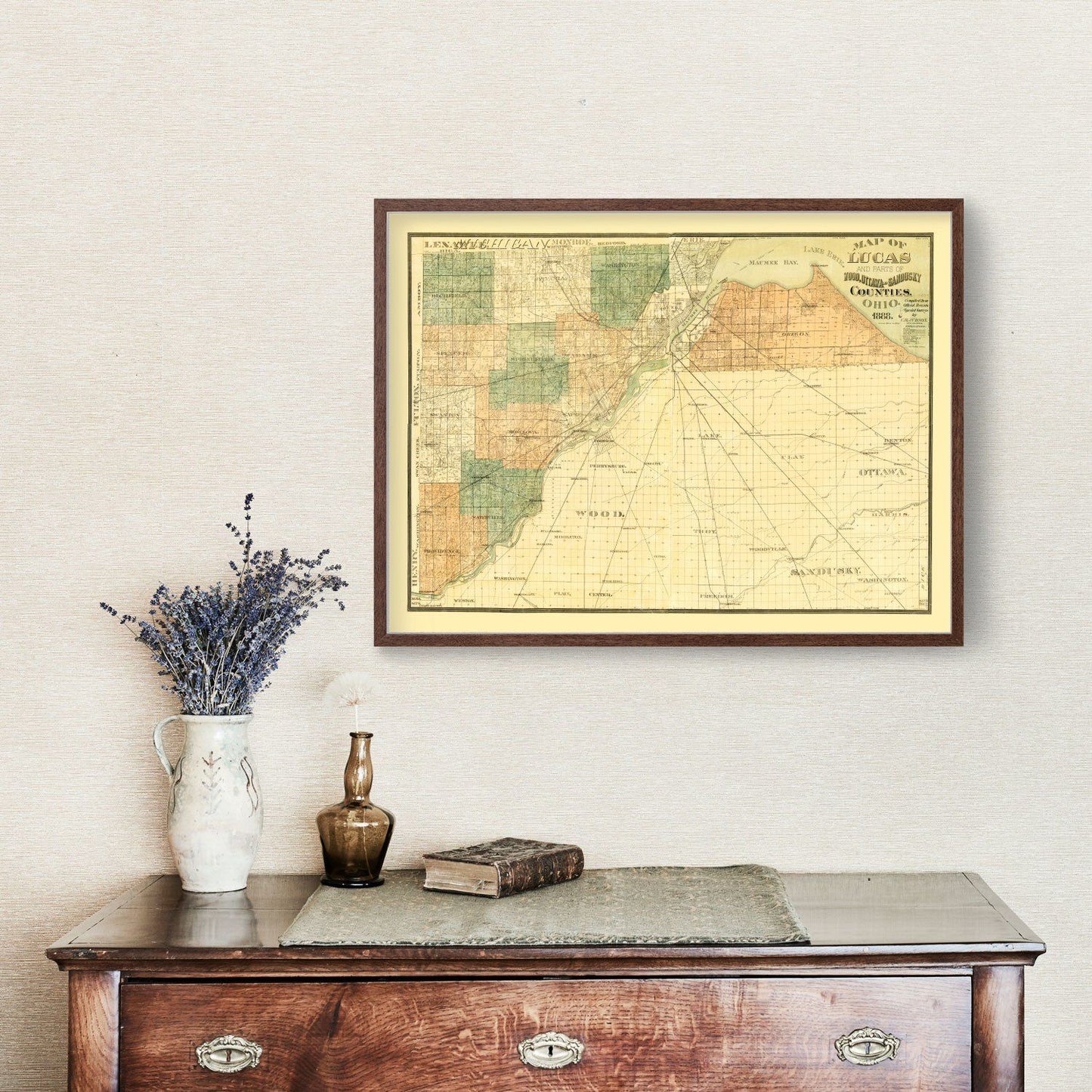 Vintage Map of Wood County, Ohio, 1888