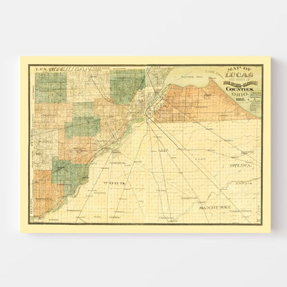 Vintage Map of Wood County, Ohio, 1888