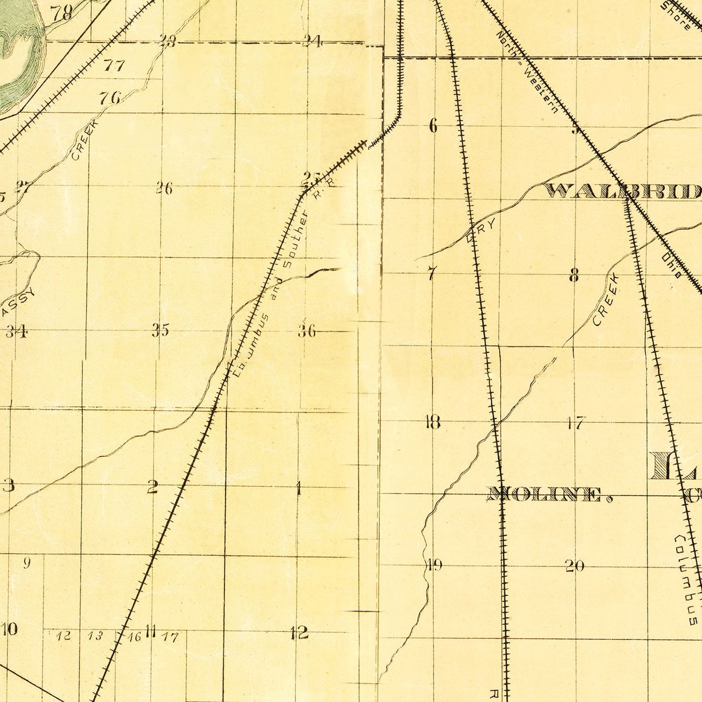 Vintage Map of Wood County, Ohio, 1888