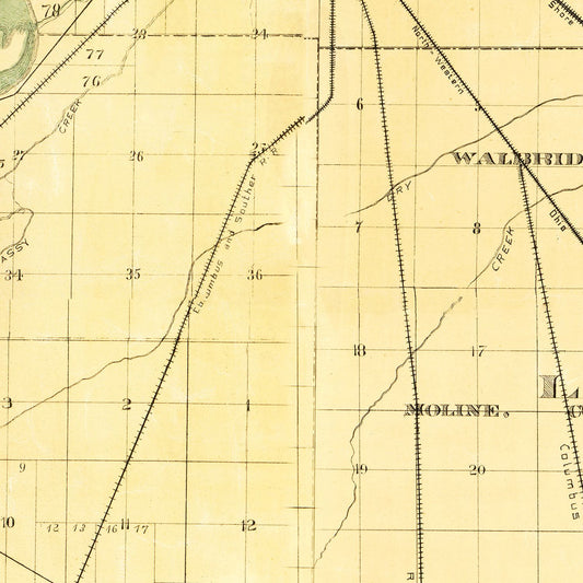 Vintage Map of Wood County, Ohio, 1888
