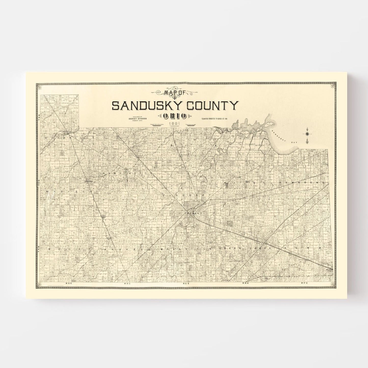 Vintage Map of Sandusky County, Ohio, 1891