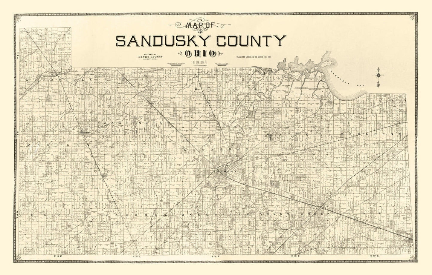 Vintage Map of Sandusky County, Ohio, 1891