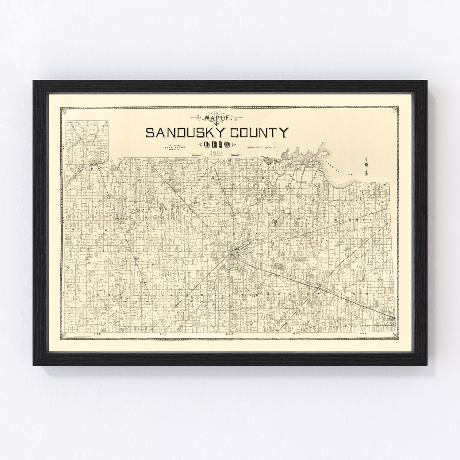 Vintage map of Sandusky County, Ohio, 1891
