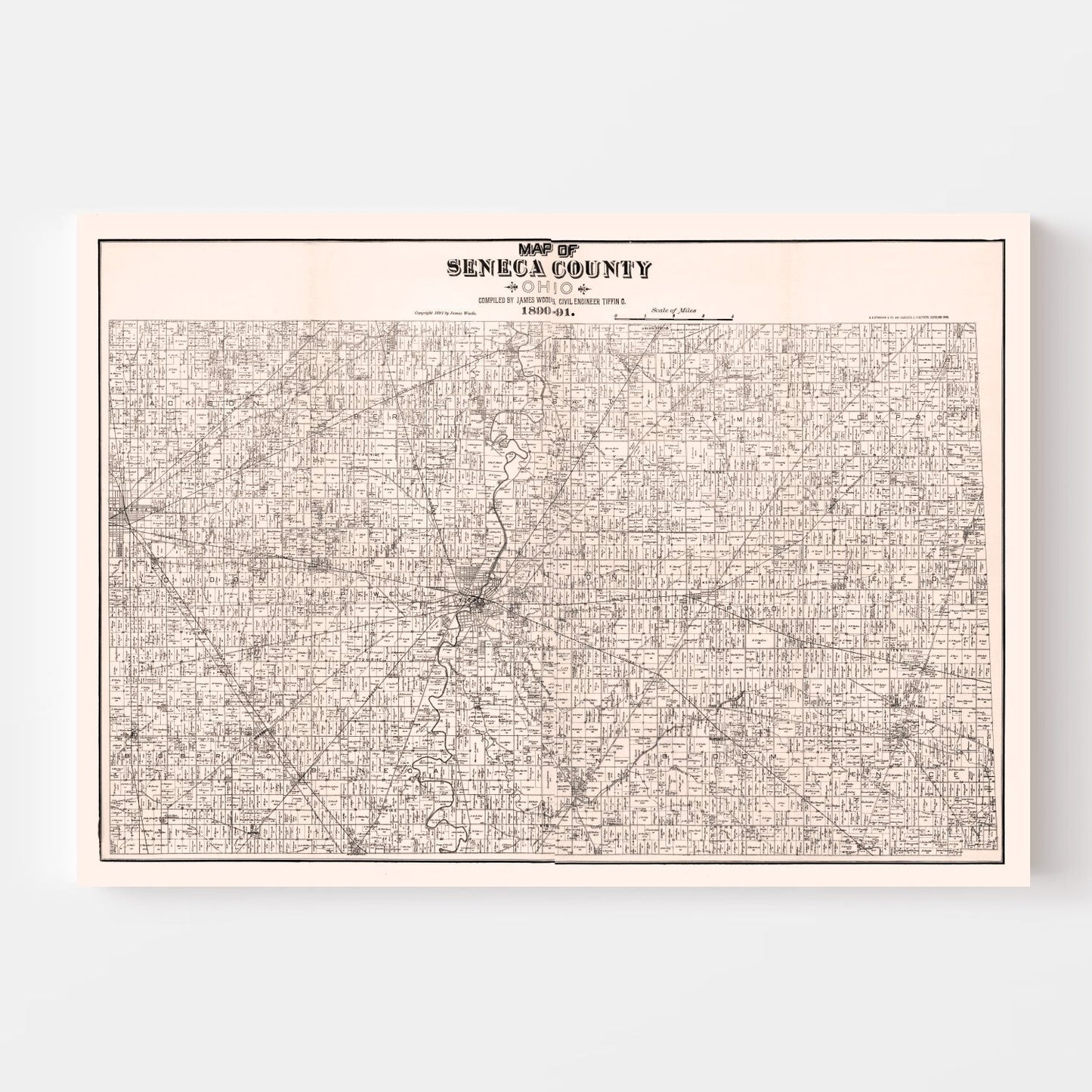 Vintage Map of Seneca County, Ohio, 1891