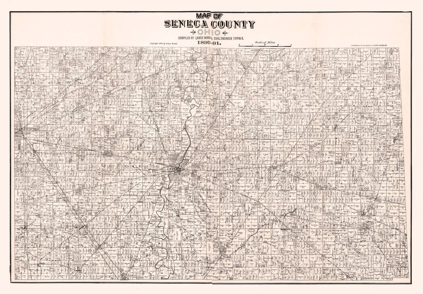 Vintage Map of Seneca County, Ohio, 1891