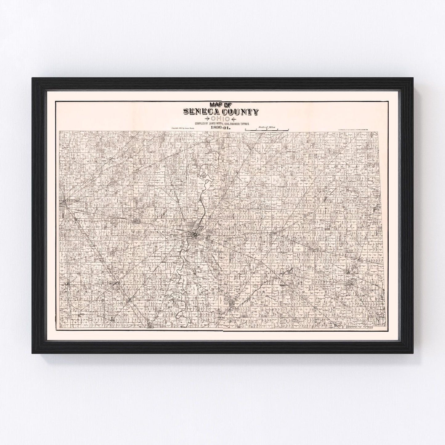 Vintage map of Seneca County, Ohio, 1891