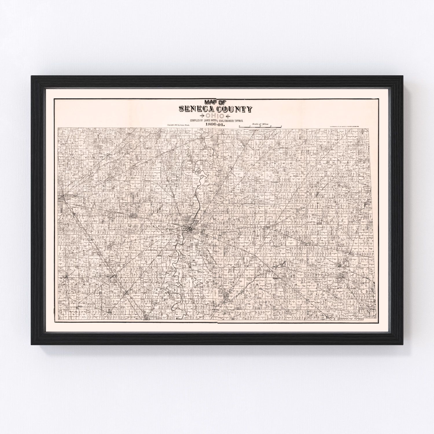 Vintage map of Seneca County, Ohio, 1891