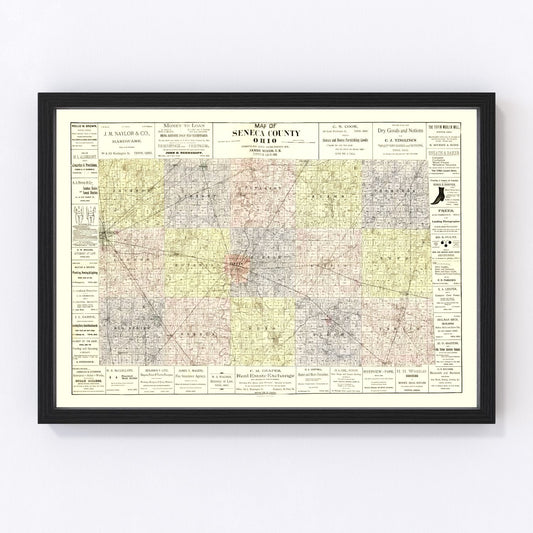 Vintage map of Seneca County, Ohio, 1896
