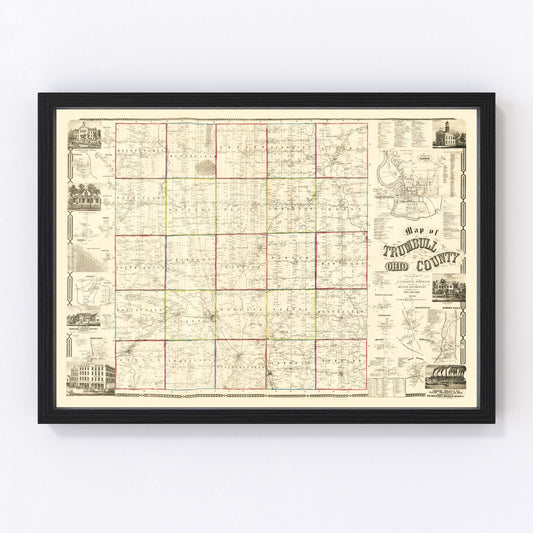 Vintage map of Trumbull County, Ohio, 1856