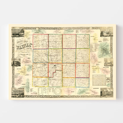 Vintage Map of Wayne County, Ohio 1856
