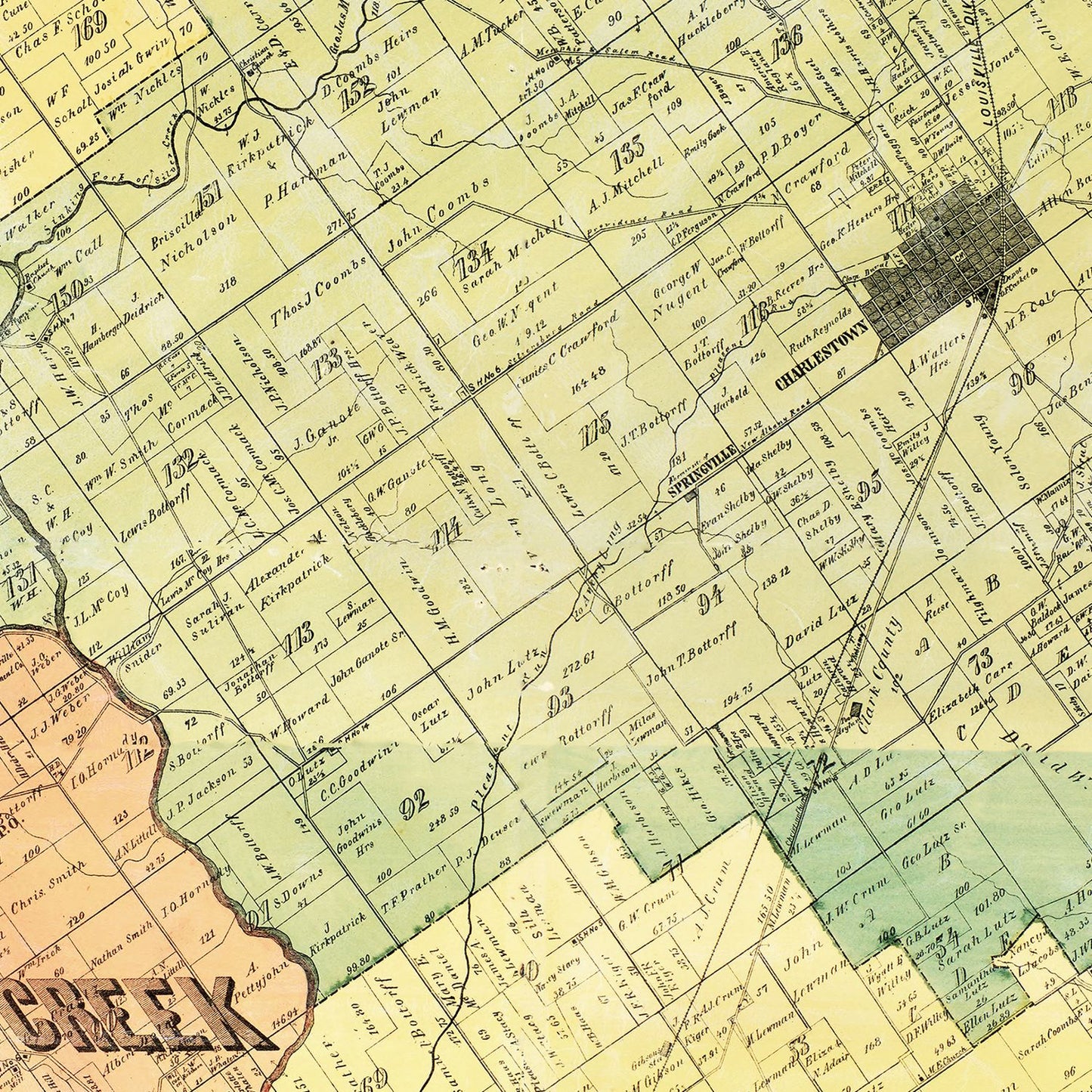 Vintage Map of Clark County, Indiana 1875