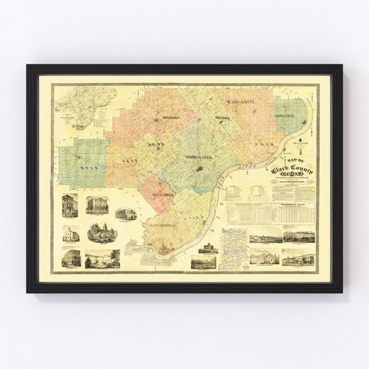 Vintage map of Clark County, Indiana, 1875