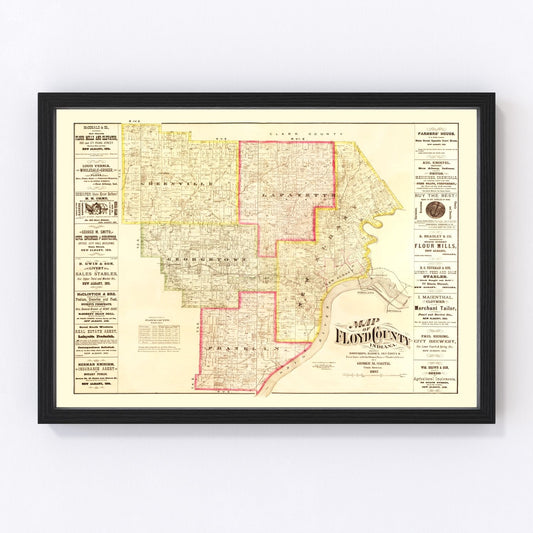 vintage map of Floyd County, Indiana, 1882