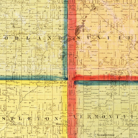 Vintage Map of Eaton County, Michigan, 1860