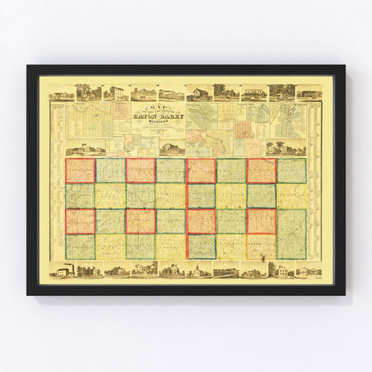 Vintage map of Eaton County, Michigan, 1860