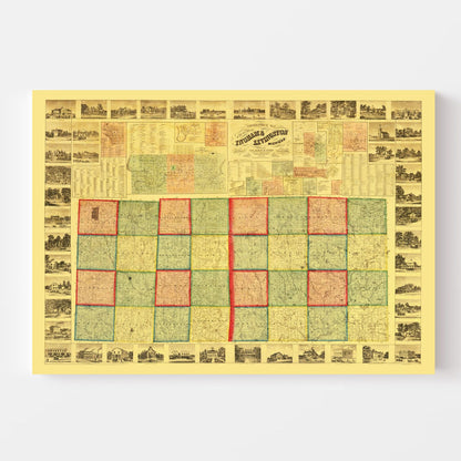 Vintage Map of Ingham County, Michigan, 1859