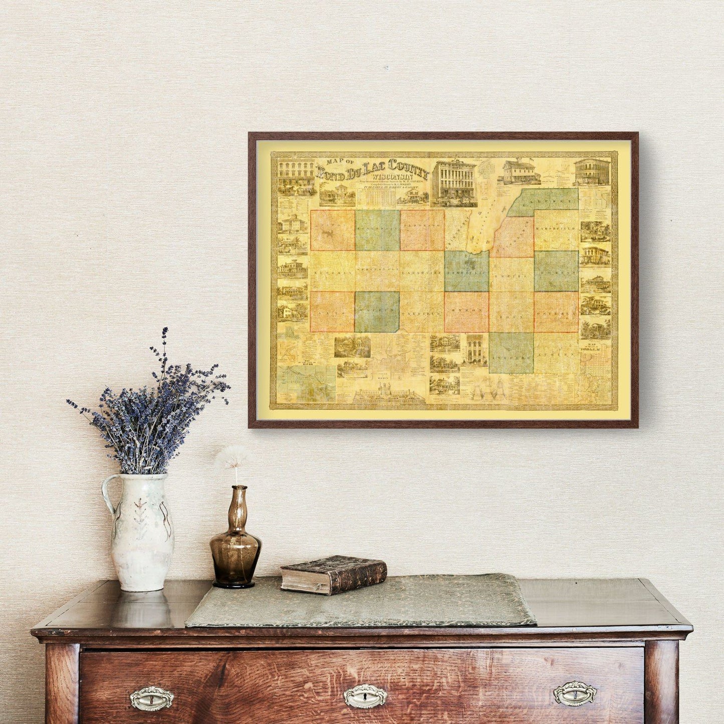 Vintage Map of Fond du Lac County, Wisconsin 1858