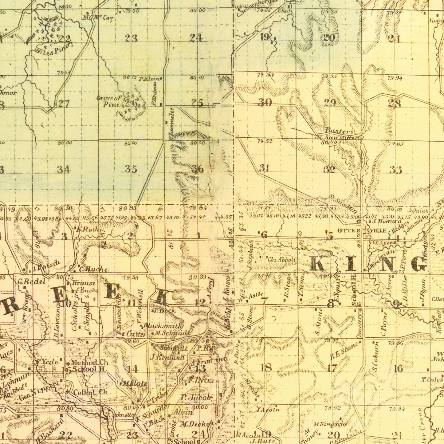 Vintage Map of Sauk County, Wisconsin, 1859
