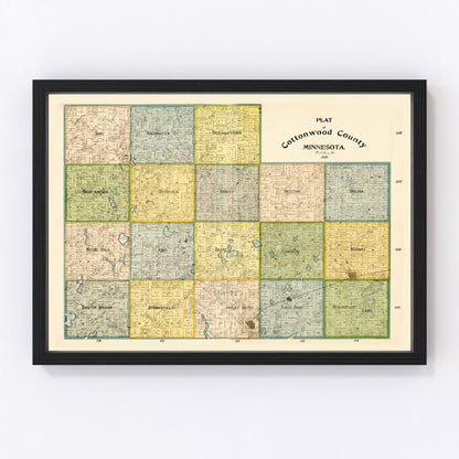vintage map of Cottonwood County, Minnesota, 1898