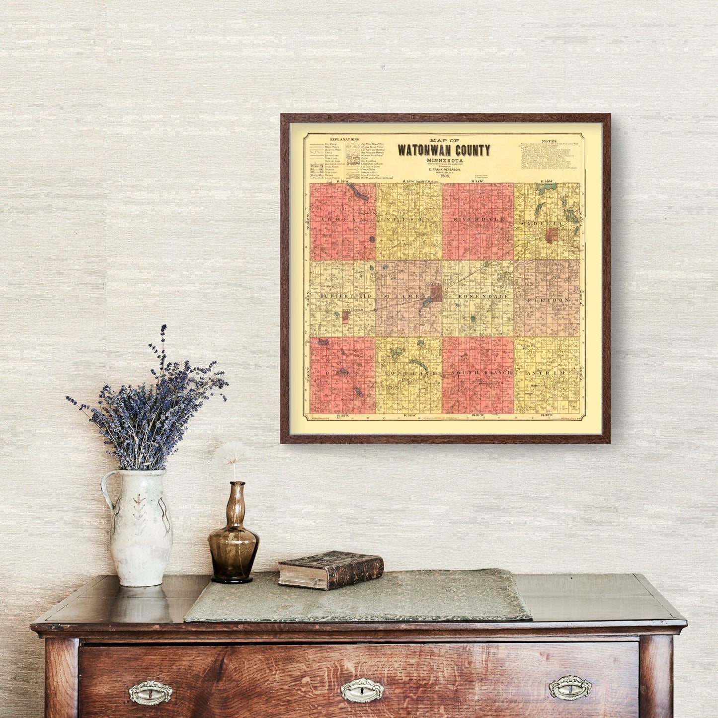 Vintage Map of Watonwan County, Minnesota, 1898 (II)