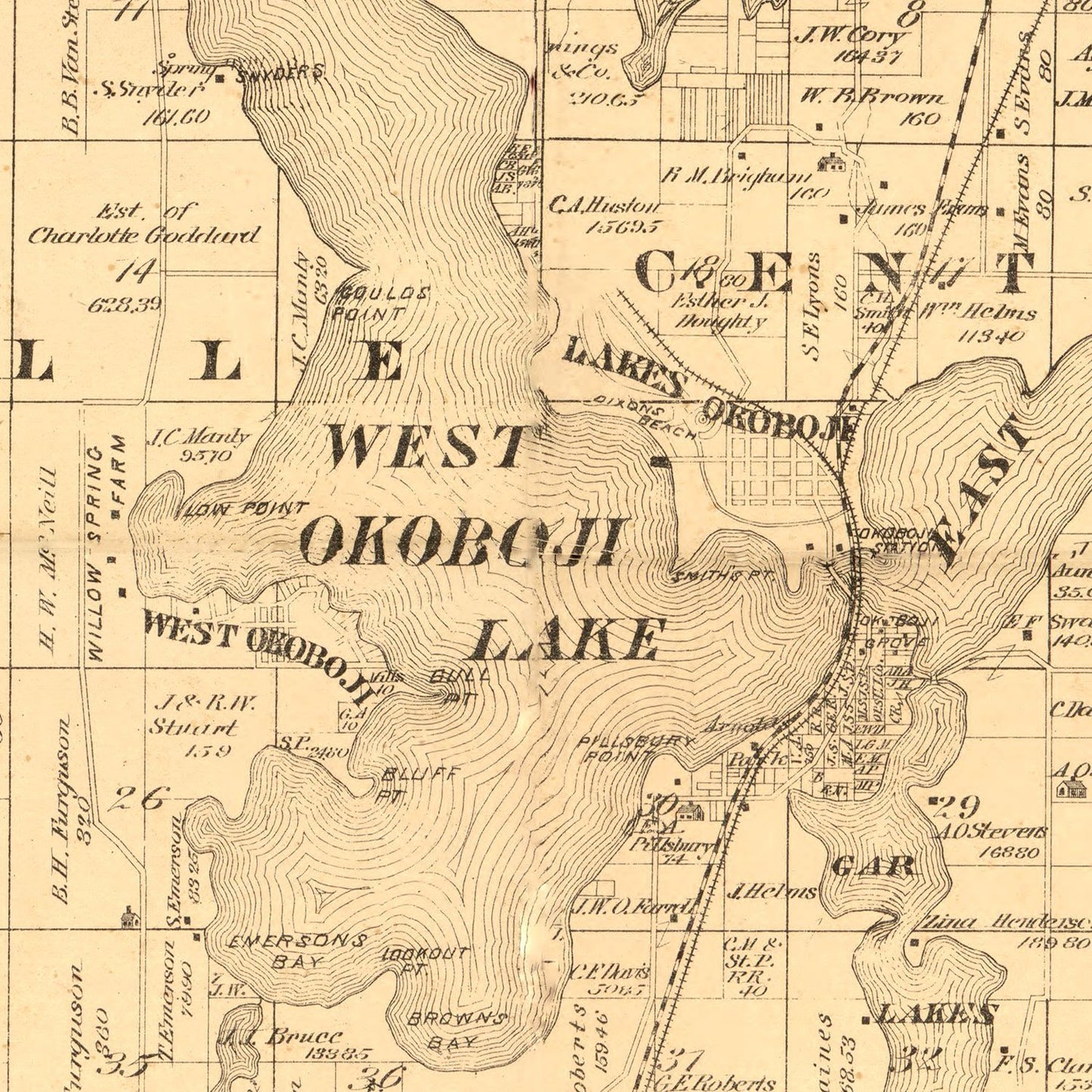 Vintage Map of Dickinson County, Iowa, 1883
