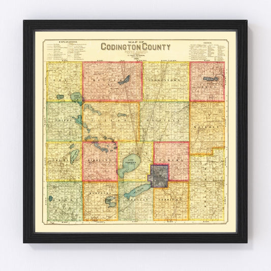 Vintage map of Codington County, South Dakota, 1898