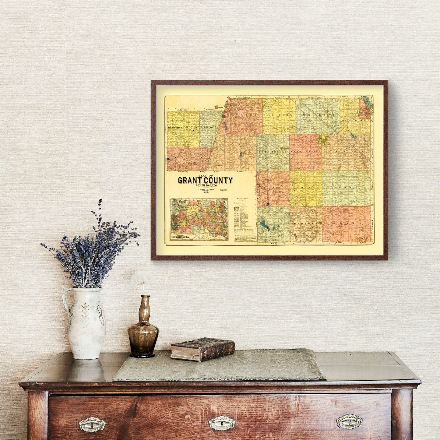 Vintage Map of Grant County, South Dakota, 1899