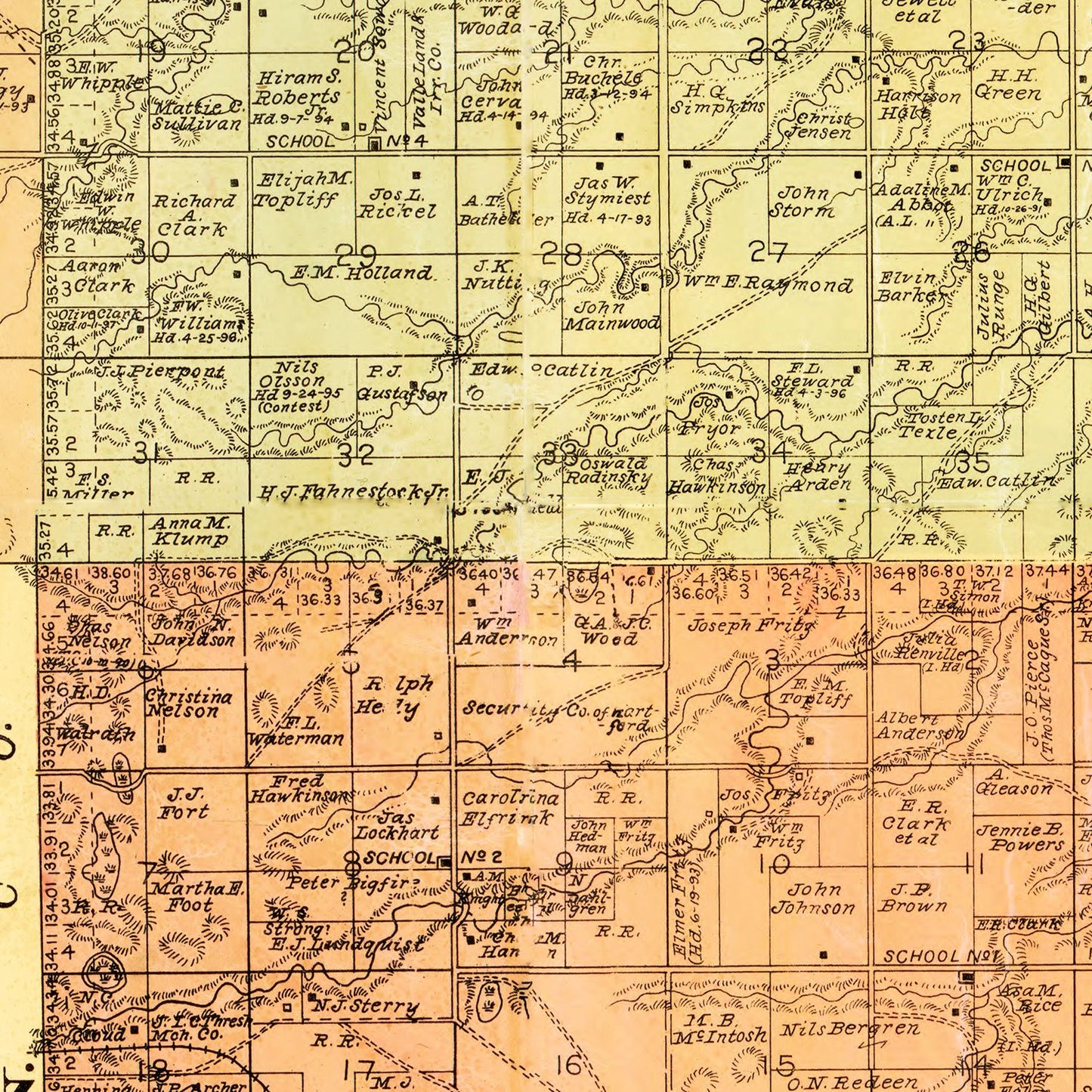 Vintage Map of Grant County, South Dakota, 1899