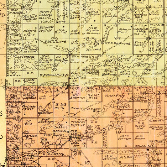 Vintage Map of Grant County, South Dakota, 1899