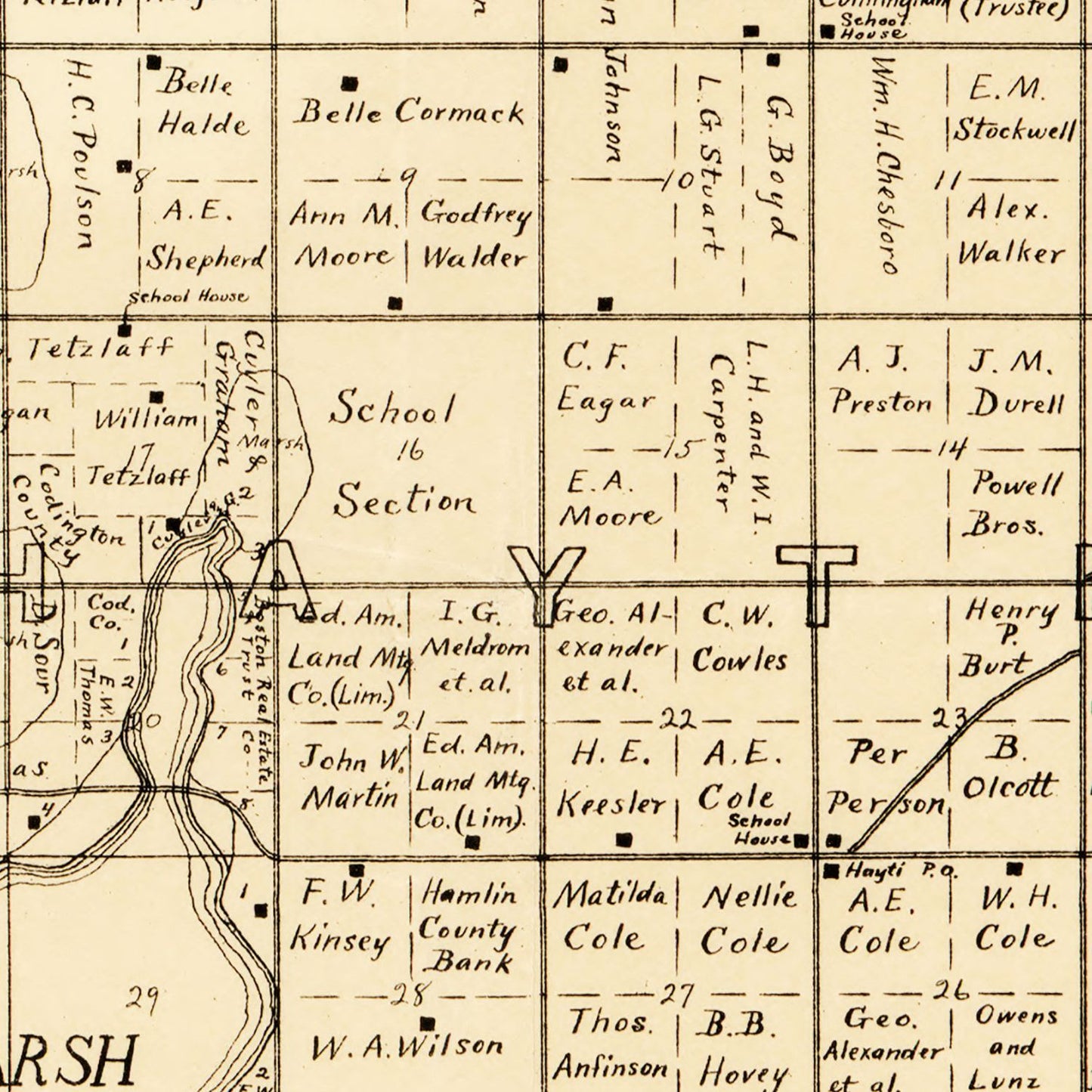 Vintage Map of Hamlin County, South Dakota, 1897