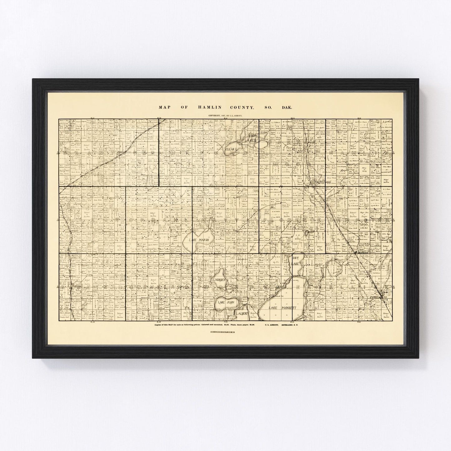 vintage map of Hamlin County, South Dakota, 1897