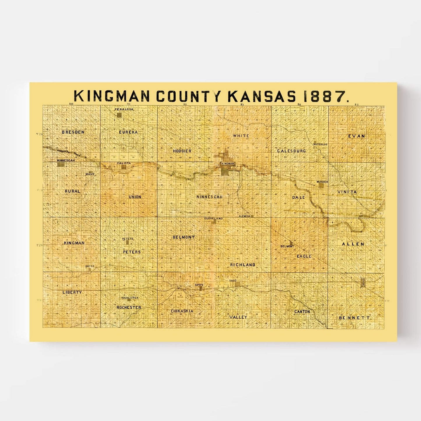 Vintage Map of Kingman County, Kansas, 1887