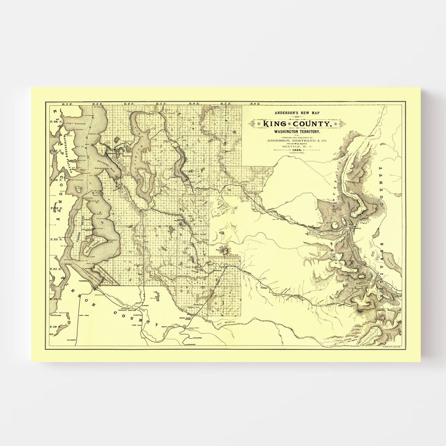 Vintage Map of King County, Washington, 1888