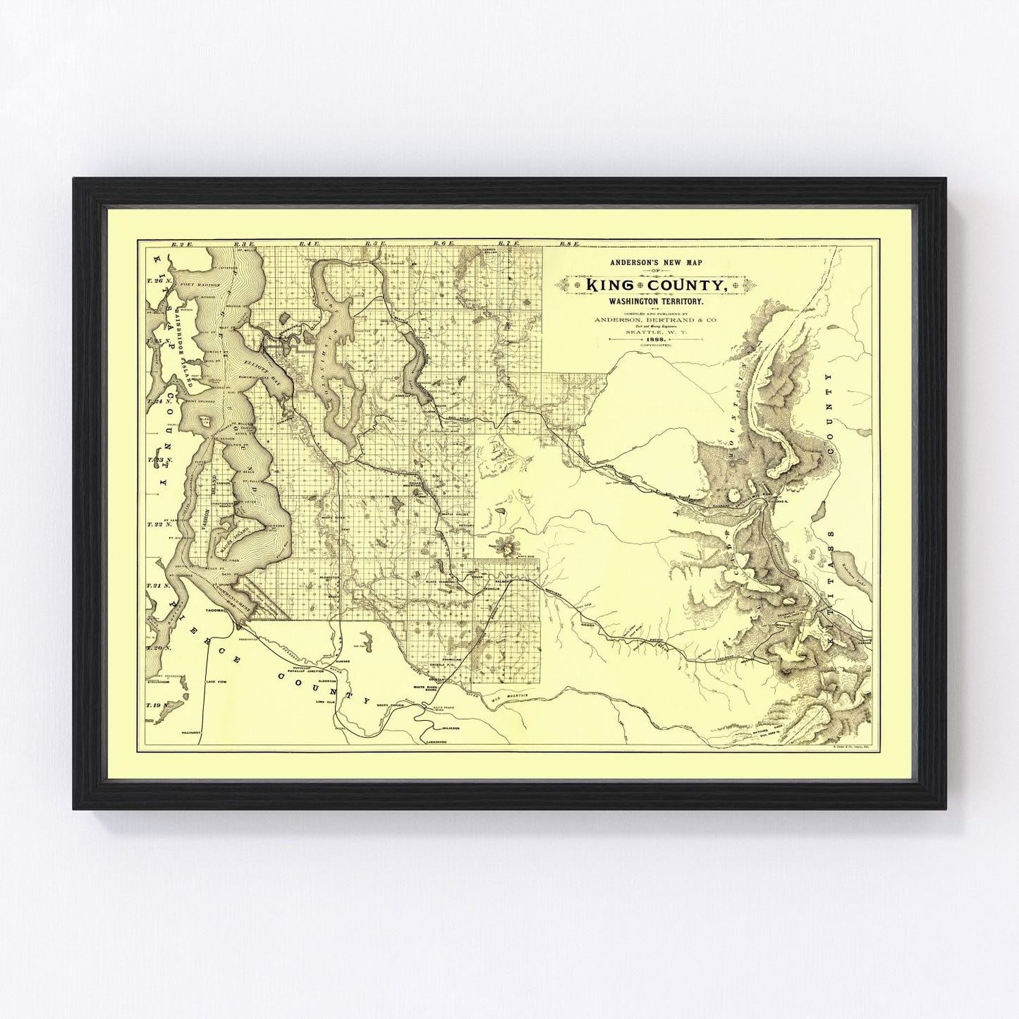 vintage map of King County, Washington, 1888