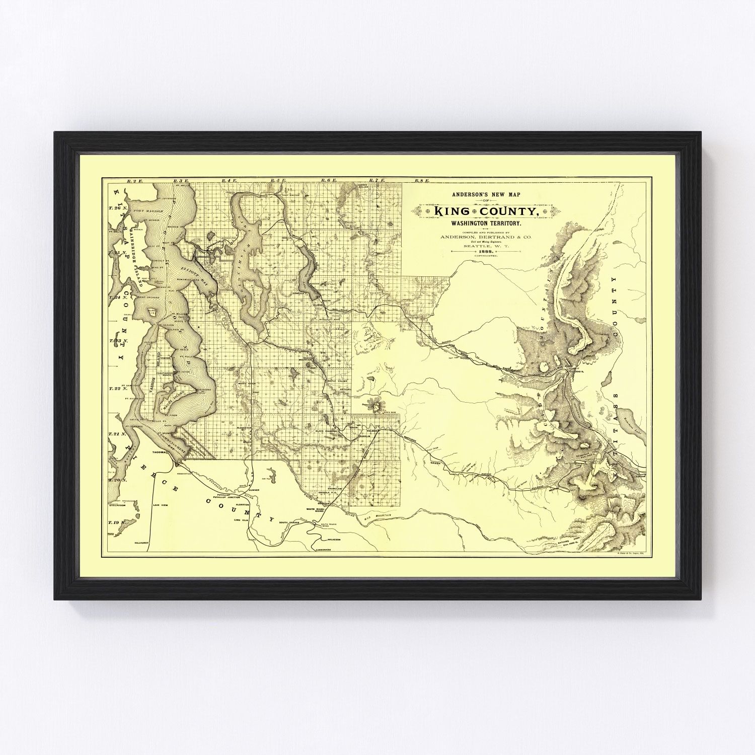 vintage map of King County, Washington, 1888
