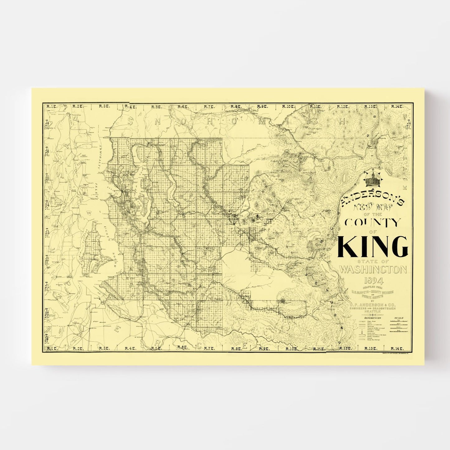 Vintage Map of King County, Washington, 1894