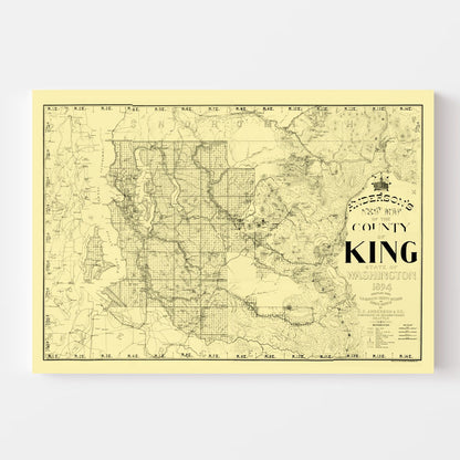 Vintage Map of King County, Washington, 1894