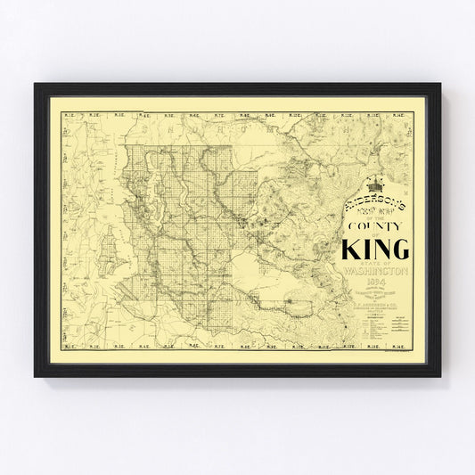 vintage map of King County, Washington, featuring Seattle and Bellevue, 1894