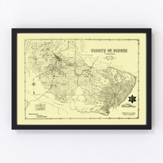 vintage map of Pierce County, Washington, 1890